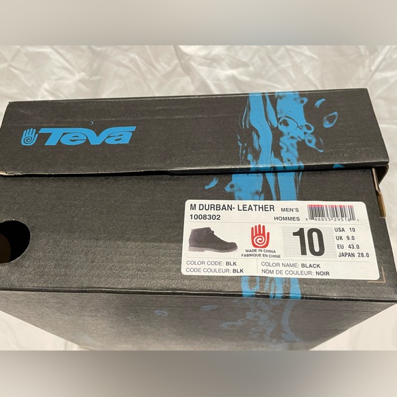 NEW Teva Durban Black Leather Chukka boots Men’s 10 - Picture 2 of 5